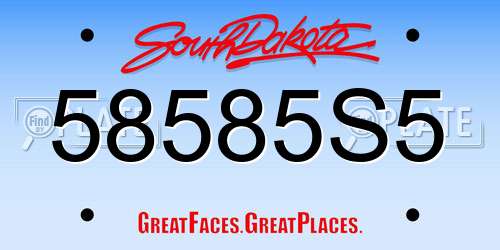 58585S5 South Dakota License Plate