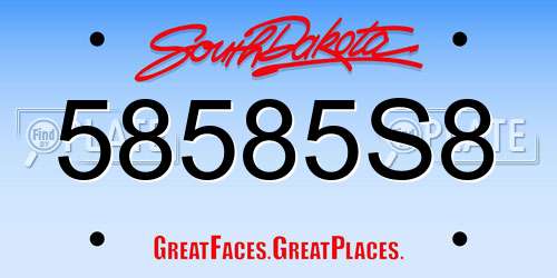 58585S8 South Dakota License Plate