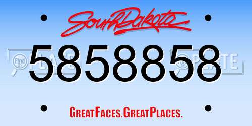 5858858 South Dakota License Plate