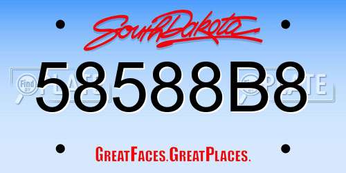 58588B8 South Dakota License Plate