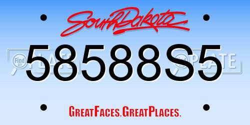 58588S5 South Dakota License Plate