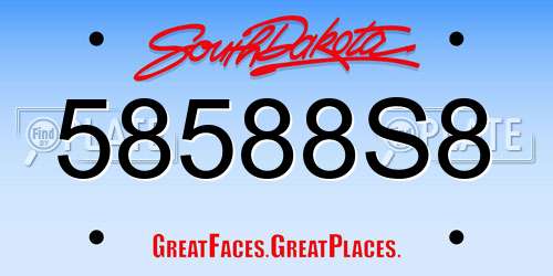 58588S8 South Dakota License Plate
