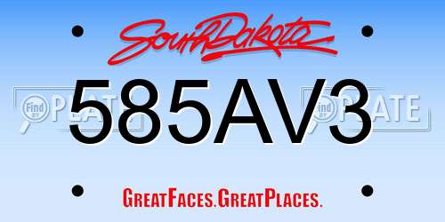 585AV3 South Dakota License Plate