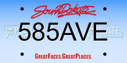 585AVE South Dakota License Plate