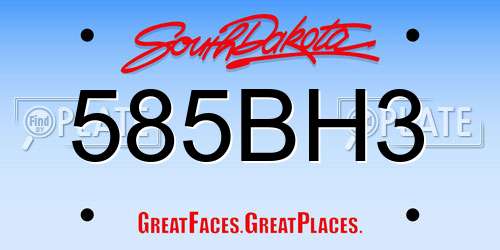 585BH3 South Dakota License Plate