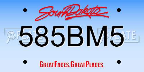 585BM5 South Dakota License Plate