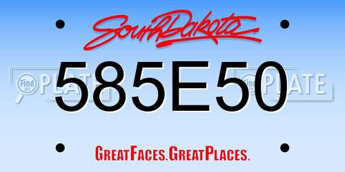 585E50 South Dakota License Plate