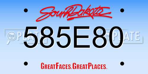 585E80 South Dakota License Plate