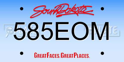 585EOM South Dakota License Plate