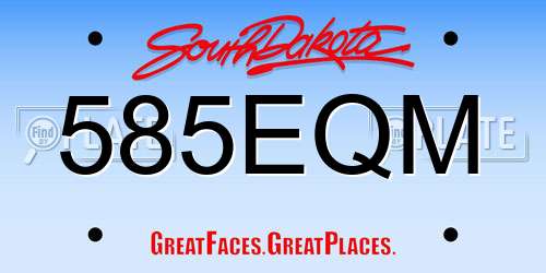 585EQM South Dakota License Plate
