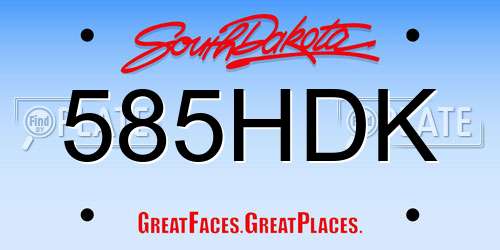 585HDK South Dakota License Plate
