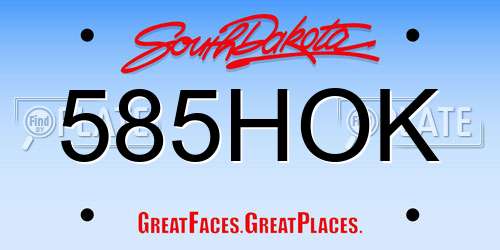 585HOK South Dakota License Plate