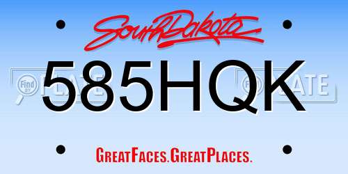 585HQK South Dakota License Plate