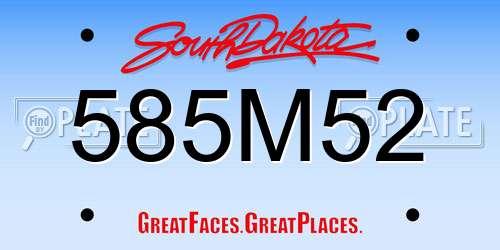 585M52 South Dakota License Plate