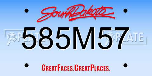 585M57 South Dakota License Plate