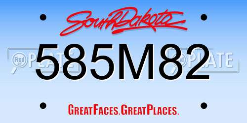 585M82 South Dakota License Plate