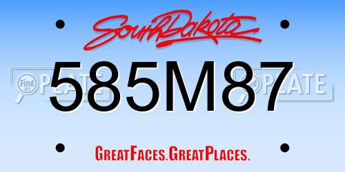 585M87 South Dakota License Plate