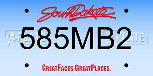 585MB2 South Dakota License Plate