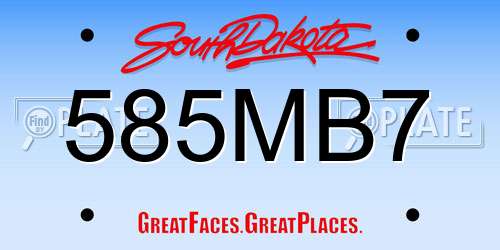 585MB7 South Dakota License Plate