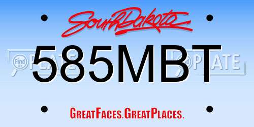 585MBT South Dakota License Plate