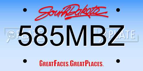 585MBZ South Dakota License Plate