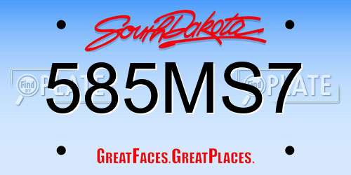 585MS7 South Dakota License Plate