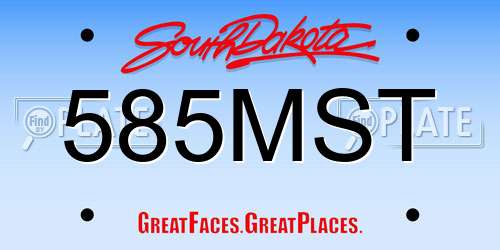 585MST South Dakota License Plate