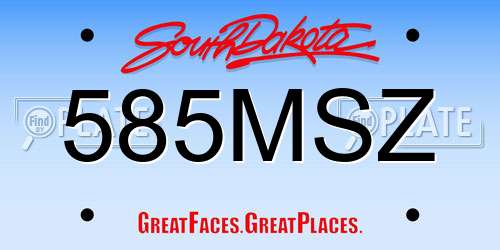 585MSZ South Dakota License Plate
