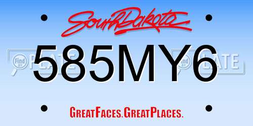 585MY6 South Dakota License Plate