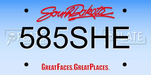 585SHE South Dakota License Plate