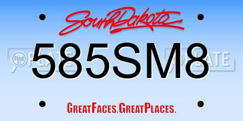 585SM8 South Dakota License Plate