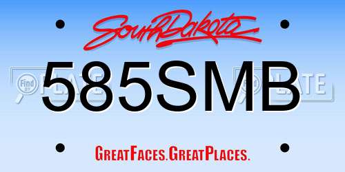 585SMB South Dakota License Plate