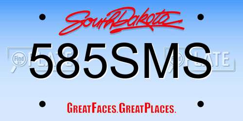 585SMS South Dakota License Plate