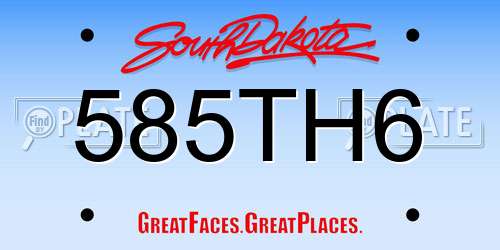 585TH6 South Dakota License Plate