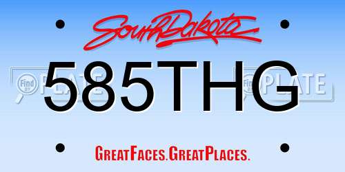 585THG South Dakota License Plate