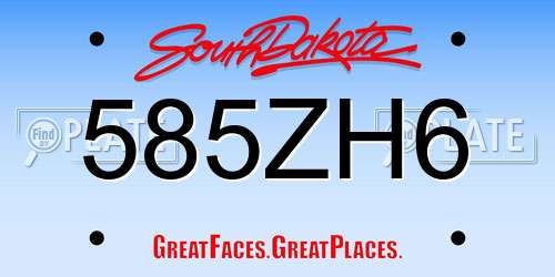 585ZH6 South Dakota License Plate