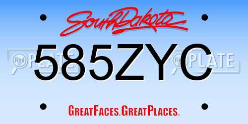 585ZYC South Dakota License Plate