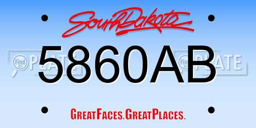 5860AB South Dakota License Plate