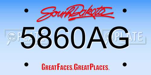 5860AG South Dakota License Plate