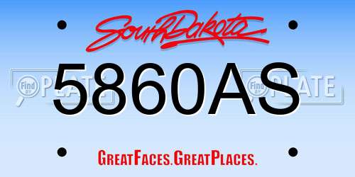5860AS South Dakota License Plate