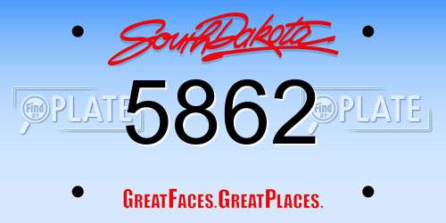 5862 South Dakota License Plate
