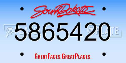 5865420 South Dakota License Plate