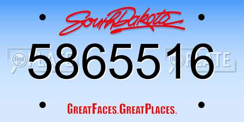 5865516 South Dakota License Plate