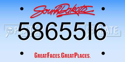 58655I6 South Dakota License Plate