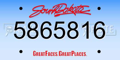 5865816 South Dakota License Plate