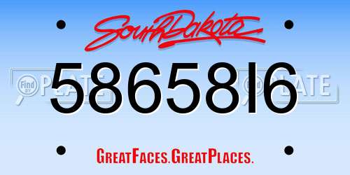 58658I6 South Dakota License Plate