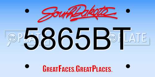 5865BT South Dakota License Plate