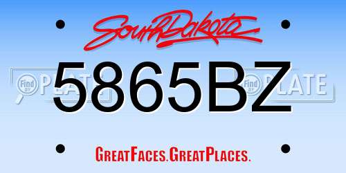 5865BZ South Dakota License Plate