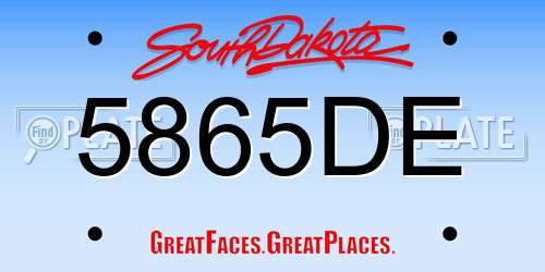 5865DE South Dakota License Plate