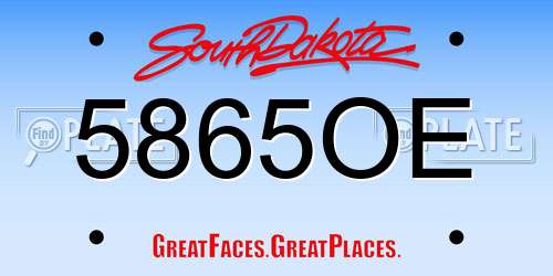 5865OE South Dakota License Plate